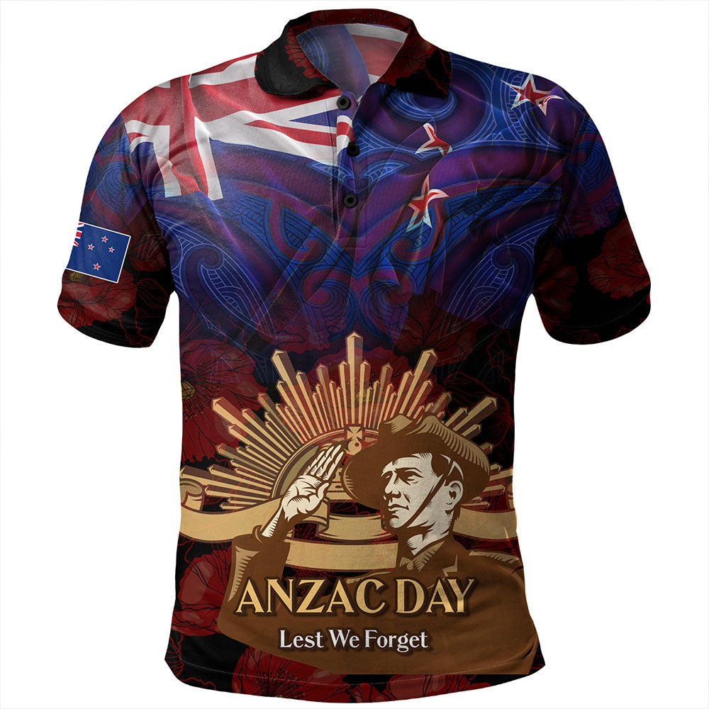 New Zealand Polo Shirt - Anzac Soldier Maori Patterns