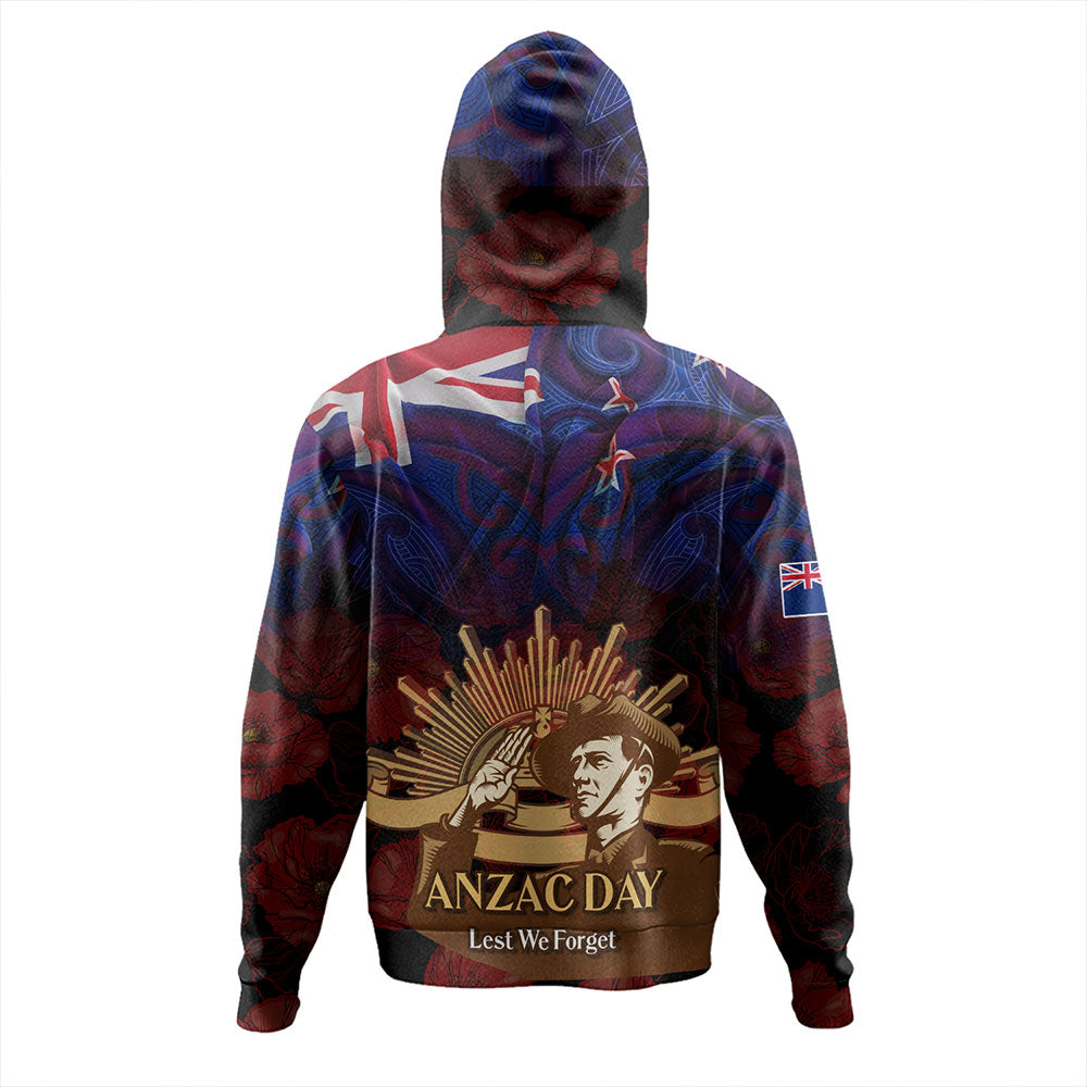 New Zealand Hoodie - Anzac Soldier Maori Patterns