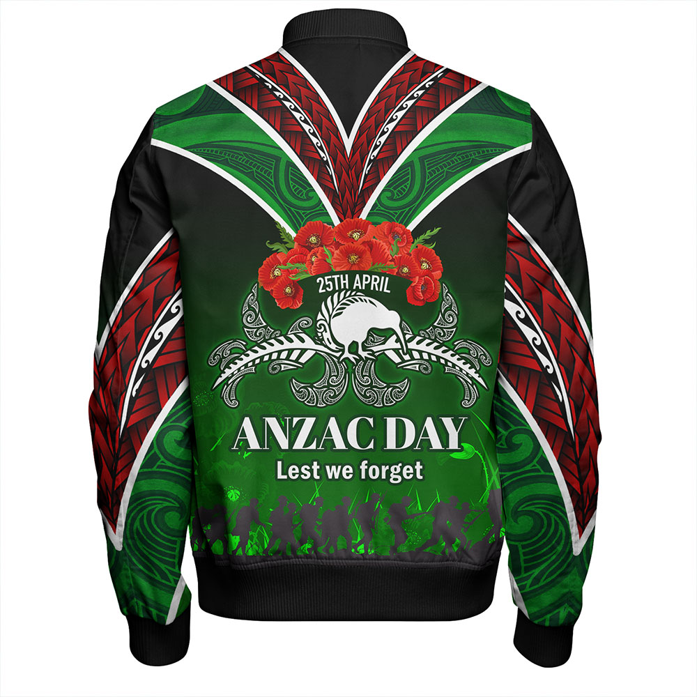 New Zealand Bomber Jacket - Anzac Day Silver Ferns Kiwi Birds Style