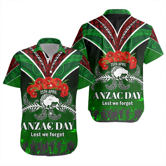 New Zealand Short Sleeve Shirt - Anzac Day Silver Ferns Kiwi Birds Style