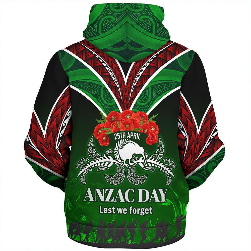 New Zealand Sherpa Hoodie - Anzac Day Silver Ferns Kiwi Birds Style