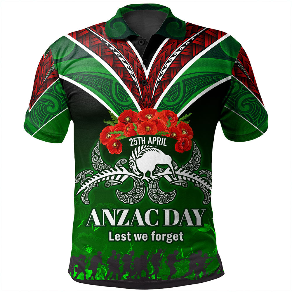 New Zealand Polo Shirt - Anzac Day Silver Ferns Kiwi Birds Style