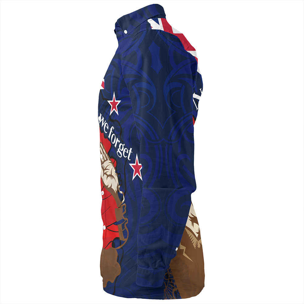 New Zealand Long Sleeve Shirt - FLag Anzac Day Maori Patterns