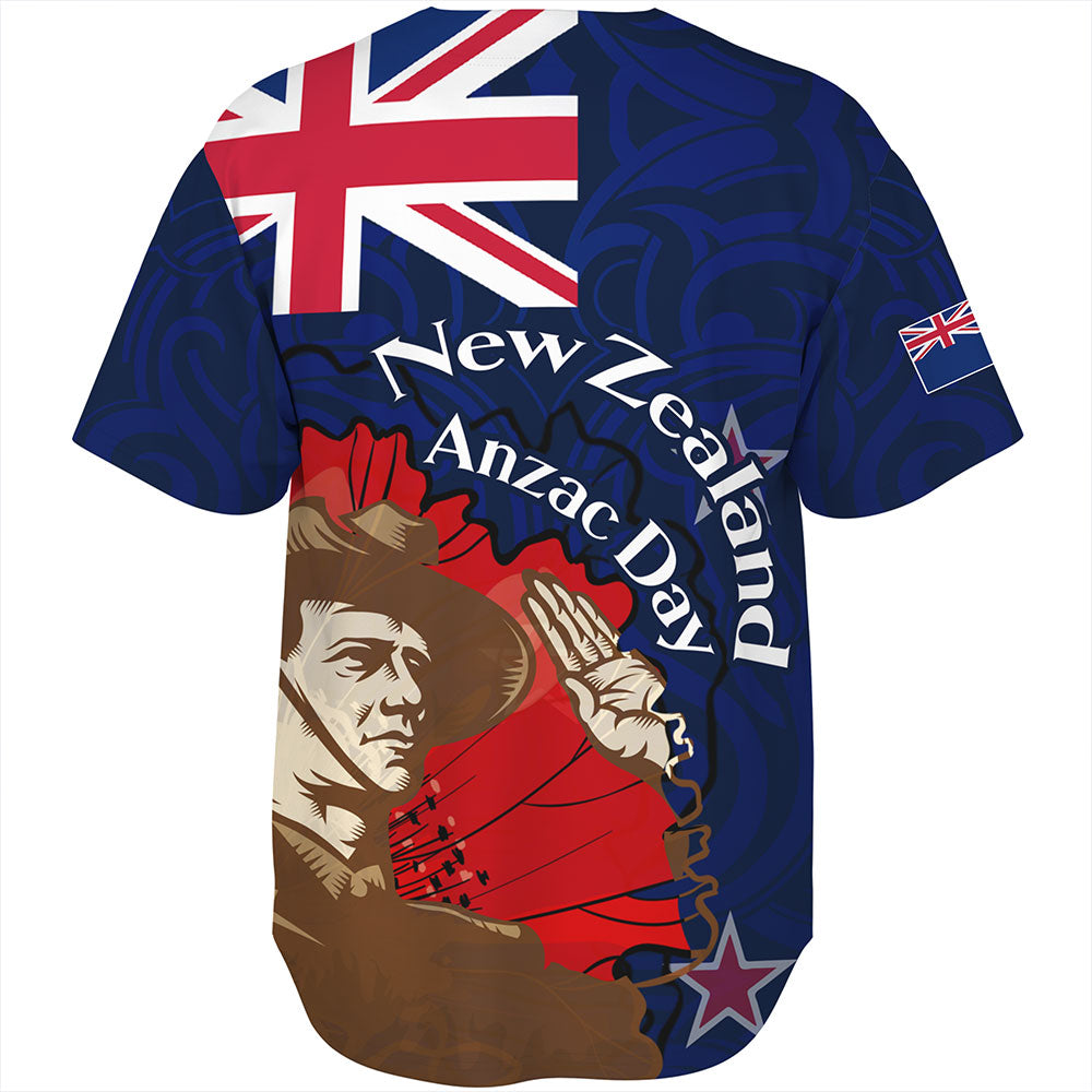 New Zealand Baseball Shirt - FLag Anzac Day Maori Patterns