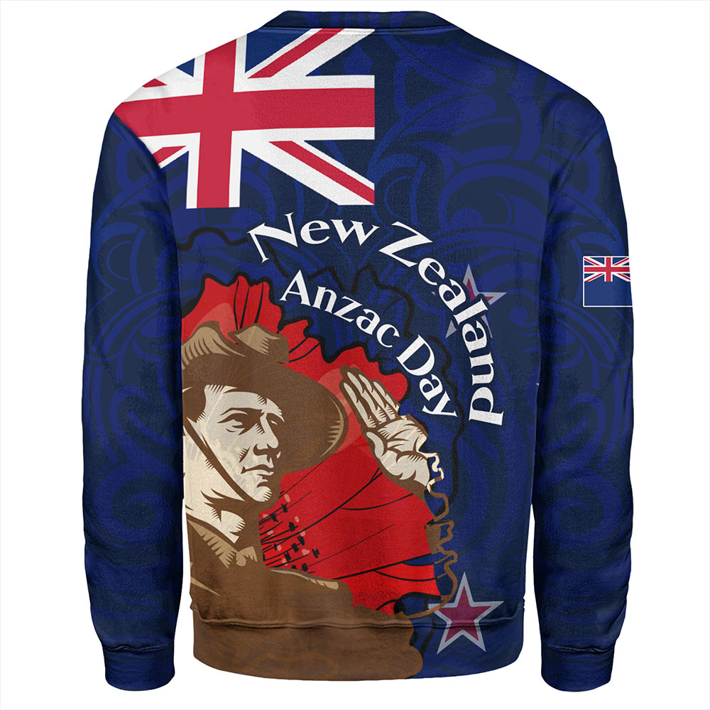 New Zealand Sweatshirt - FLag Anzac Day Maori Patterns