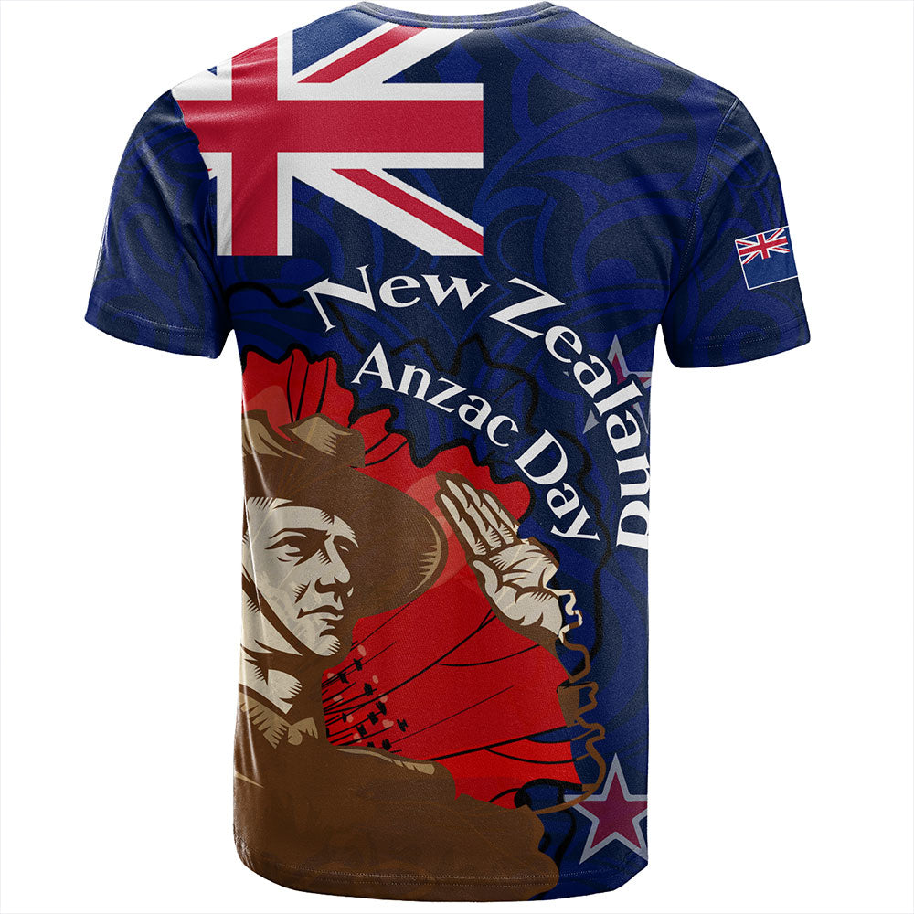 New Zealand T-Shirt - FLag Anzac Day Maori Patterns