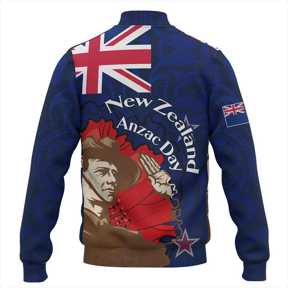 New Zealand Baseball Jacket - FLag Anzac Day Maori Patterns