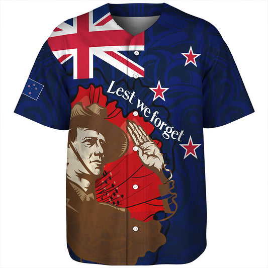 New Zealand Baseball Shirt - FLag Anzac Day Maori Patterns