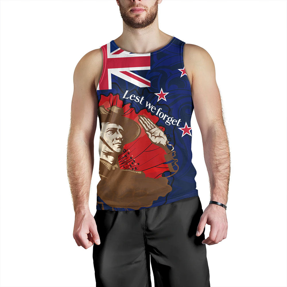 New Zealand Tank Top - FLag Anzac Day Maori Patterns