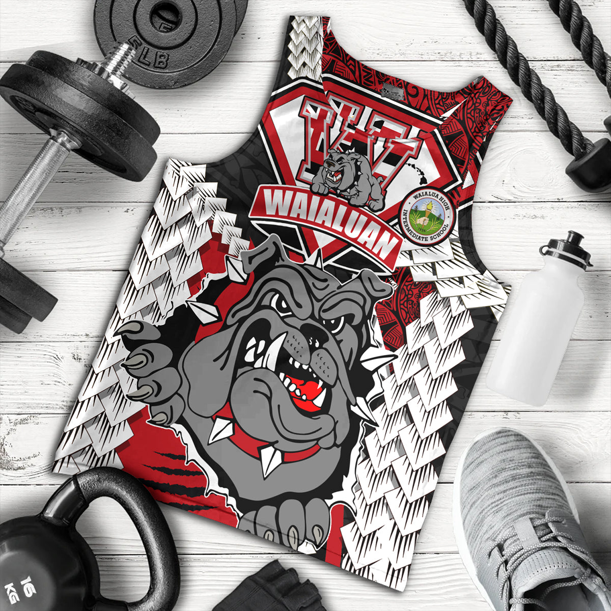 Hawaii Tank Top Custom Waialua High & Intermediate School Bulldogs Pride Polynesian Style