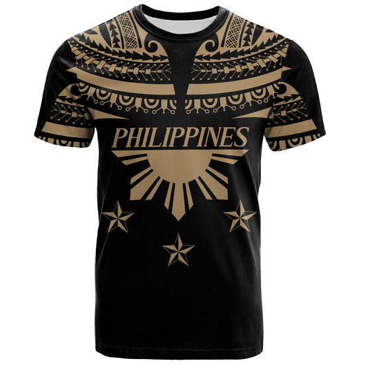Philippines Filipinos T-Shirt Filipinos Sun Tribal Tattoo Gold Color Style
