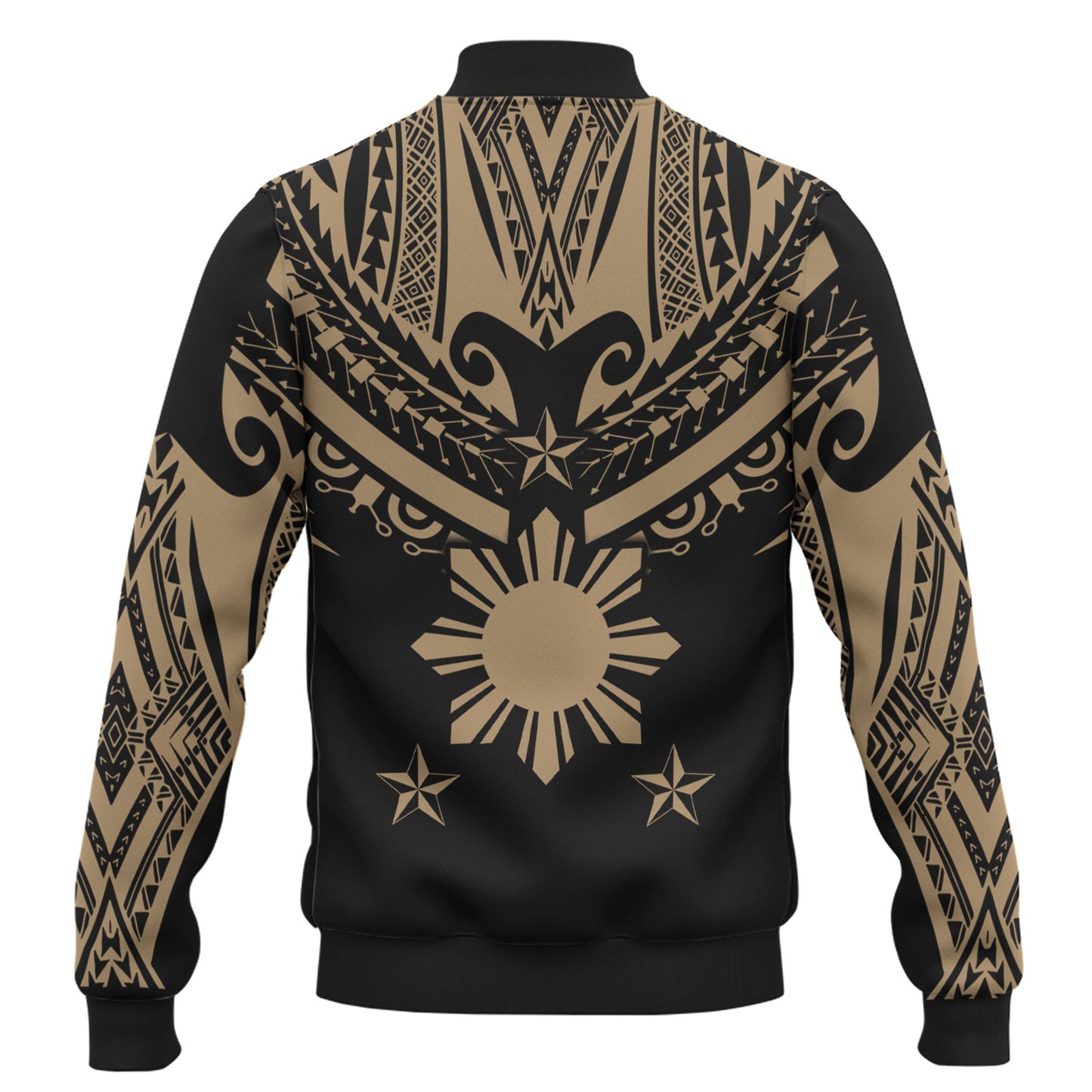Philippines Filipinos Baseball Jacket Filipinos Sun Tribal Tattoo Gold Color Style