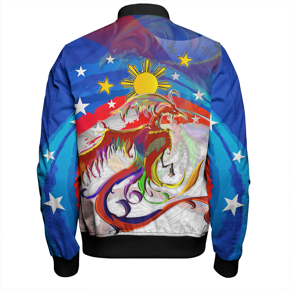Philippines Filipinos Bomber Jacket Sarimanok Maranao With Filipino Flag Design