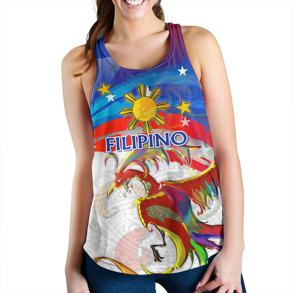 Philippines Filipinos Women Tank Sarimanok Maranao With Filipino Flag Design