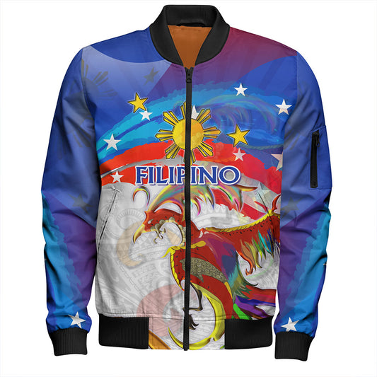Philippines Filipinos Bomber Jacket Sarimanok Maranao With Filipino Flag Design