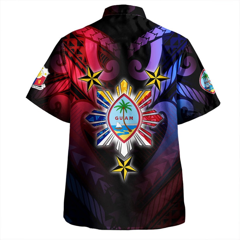Philippines Hawaiian Shirt - Guam Seal With Philippines Sun And Stars