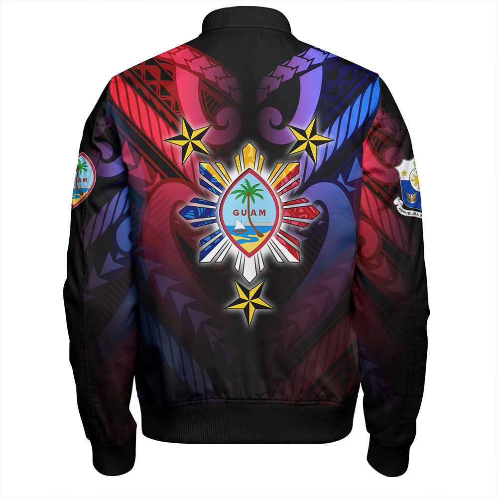 Philippines Bomber Jacket - Guam Seal With Philippines Sun And Stars