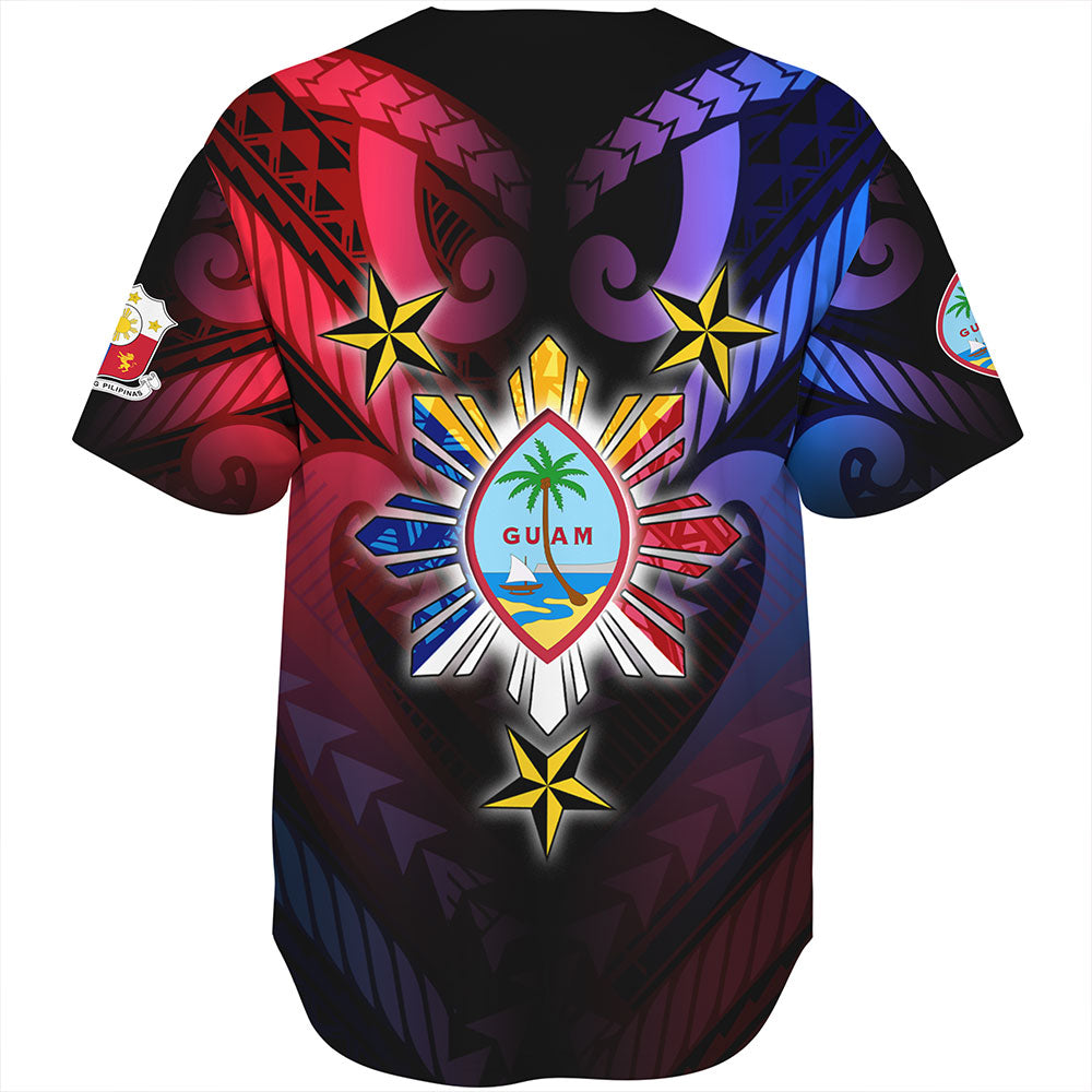 Philippines Baseball Shirt - Guam Seal With Philippines Sun And Stars