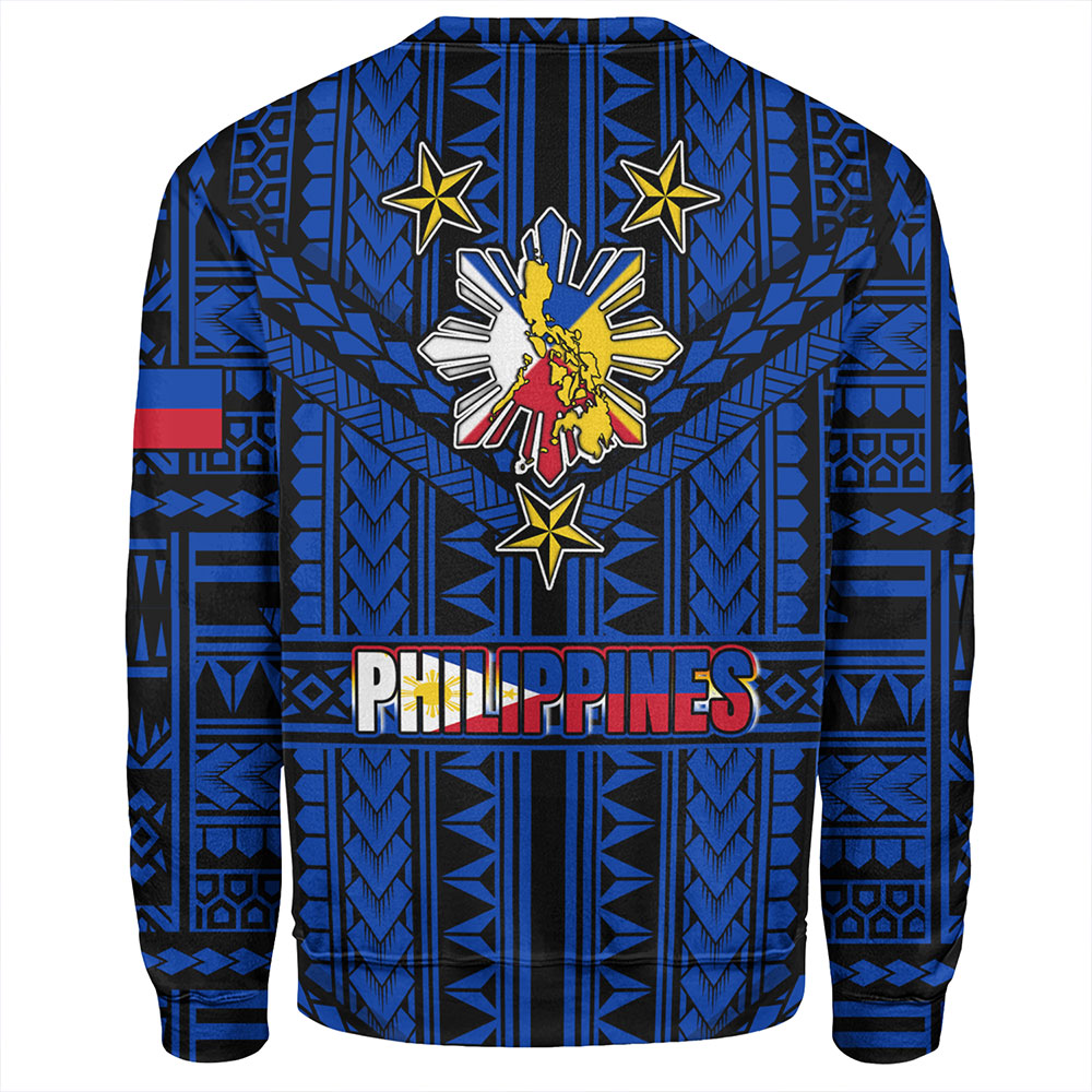 Philippines Sweatshirt - Filipino Sun And Stars Tribal Tattoo Patterns Style