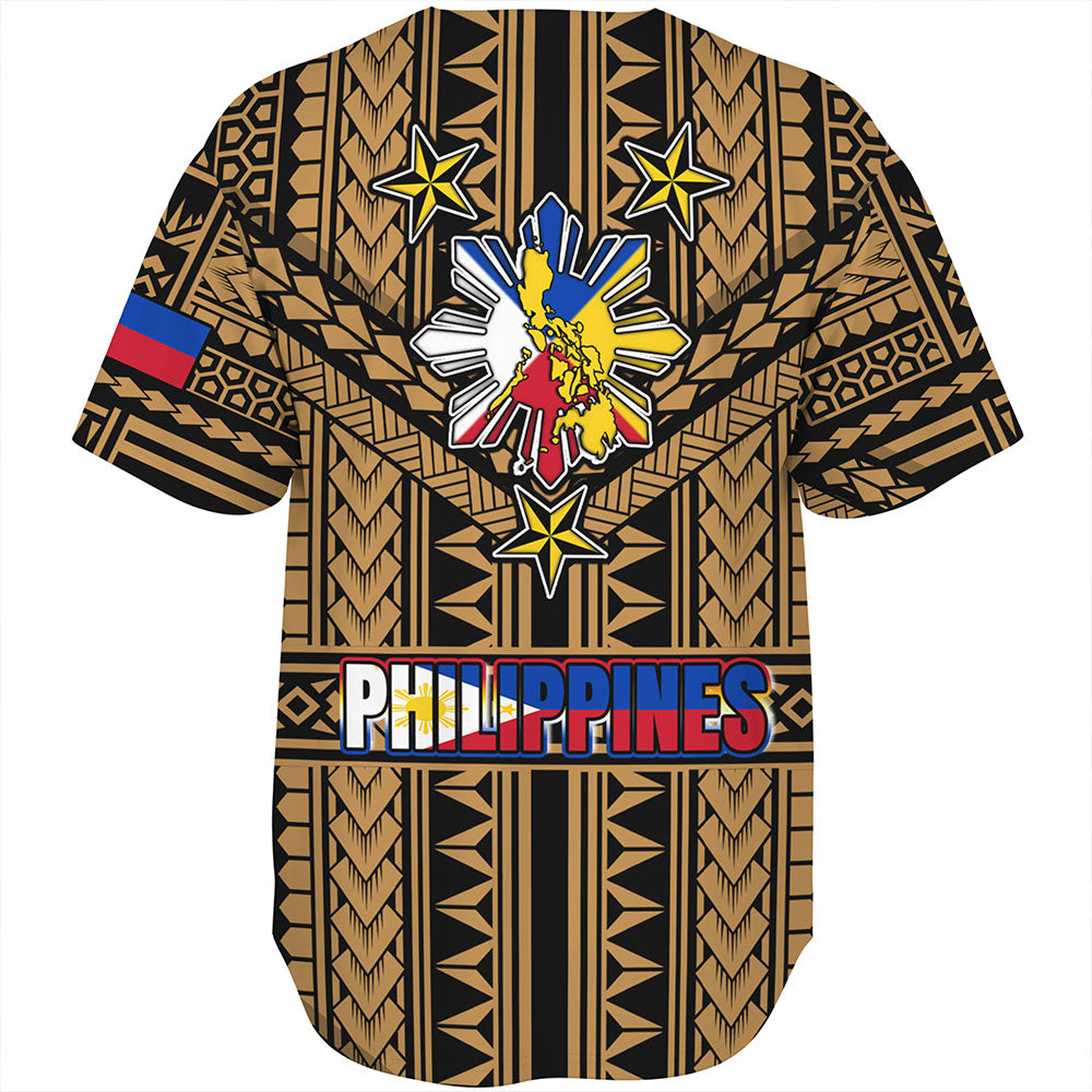 Philippines Baseball Shirt - Filipino Sun And Stars Tribal Tattoo Patterns Style
