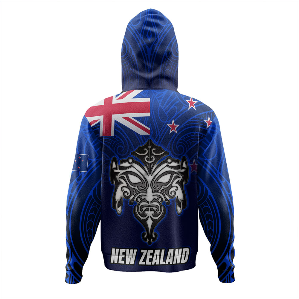 New Zealand Hoodie - New Zealand Map Maori Face Patterns