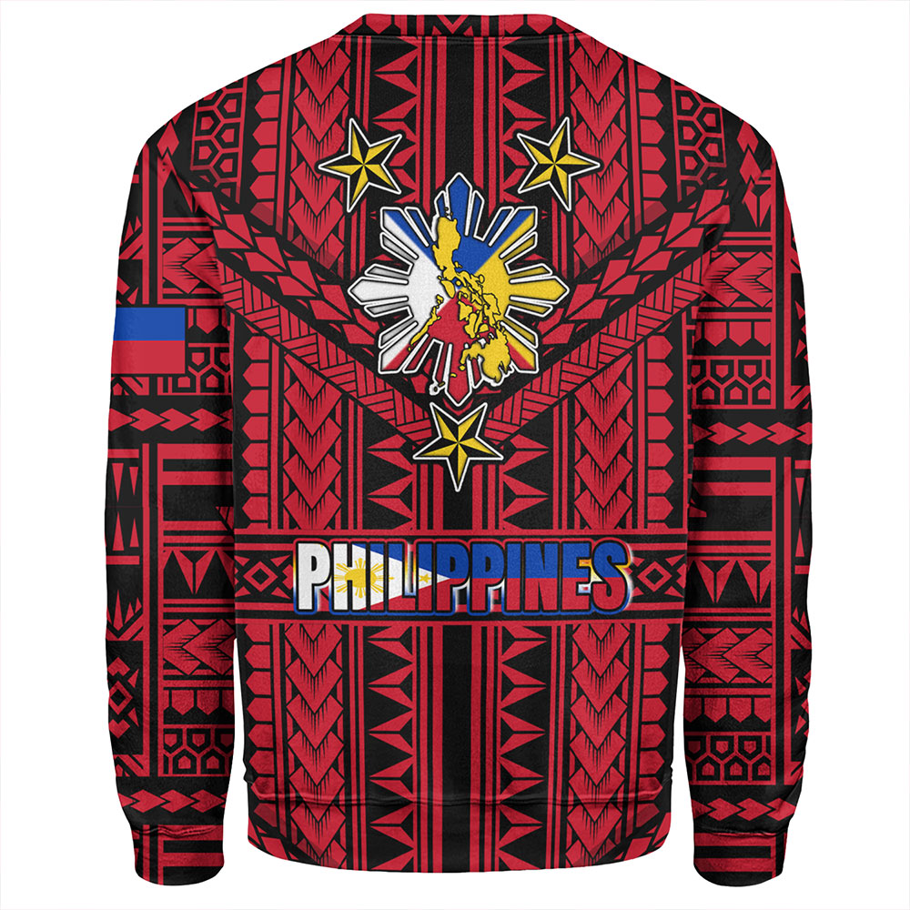 Philippines Sweatshirt - Filipino Sun And Stars Tribal Tattoo Patterns Style