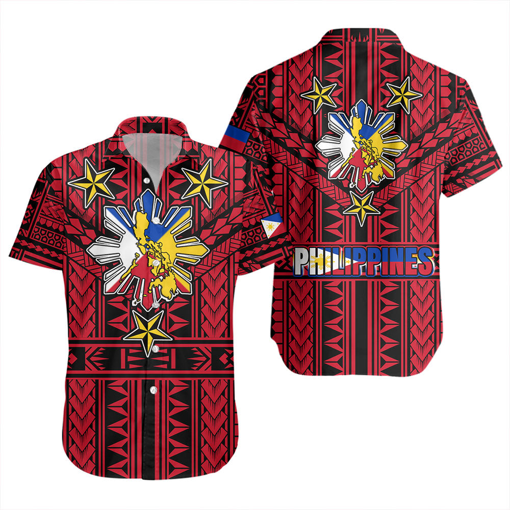 Philippines Short Sleeve Shirt - Filipino Sun And Stars Tribal Tattoo Patterns Style