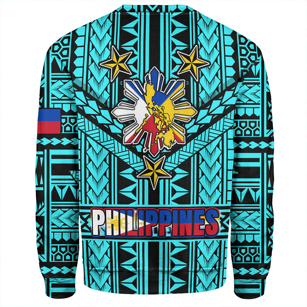 Philippines Sweatshirt - Filipino Sun And Stars Tribal Tattoo Patterns Style