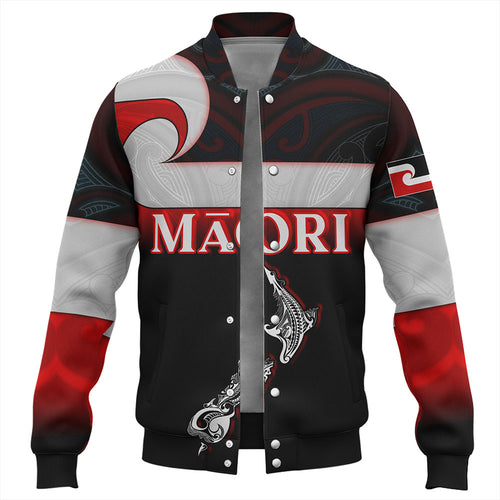 New Zealand Baseball Jacket - Maori Face And Flag Patterns