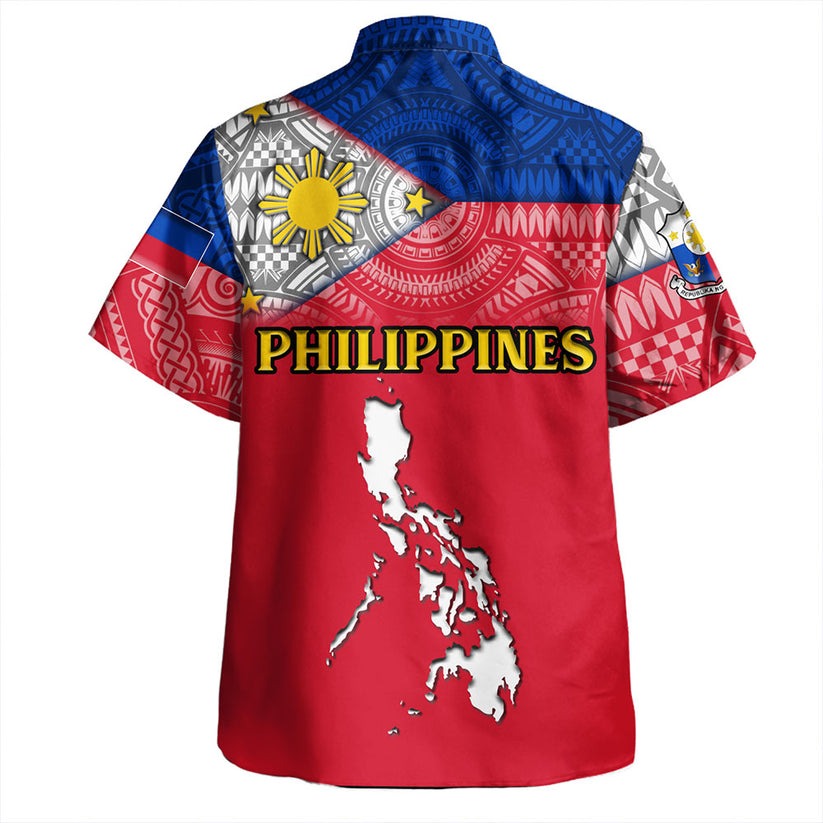 Philippines Hawaiian Shirt - Philippines Map And Flag Color Style