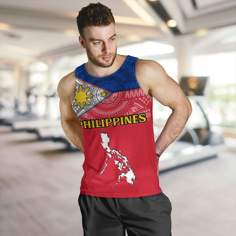 Philippines Tank Top - Philippines Map And Flag Color Style
