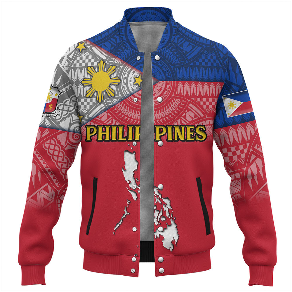 Philippines Baseball Jacket - Philippines Map And Flag Color Style