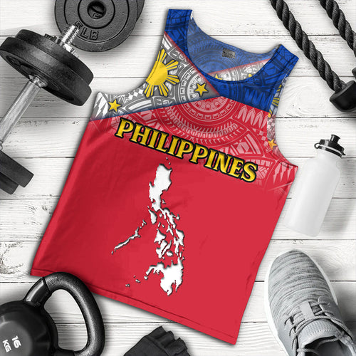 Philippines Tank Top - Philippines Map And Flag Color Style
