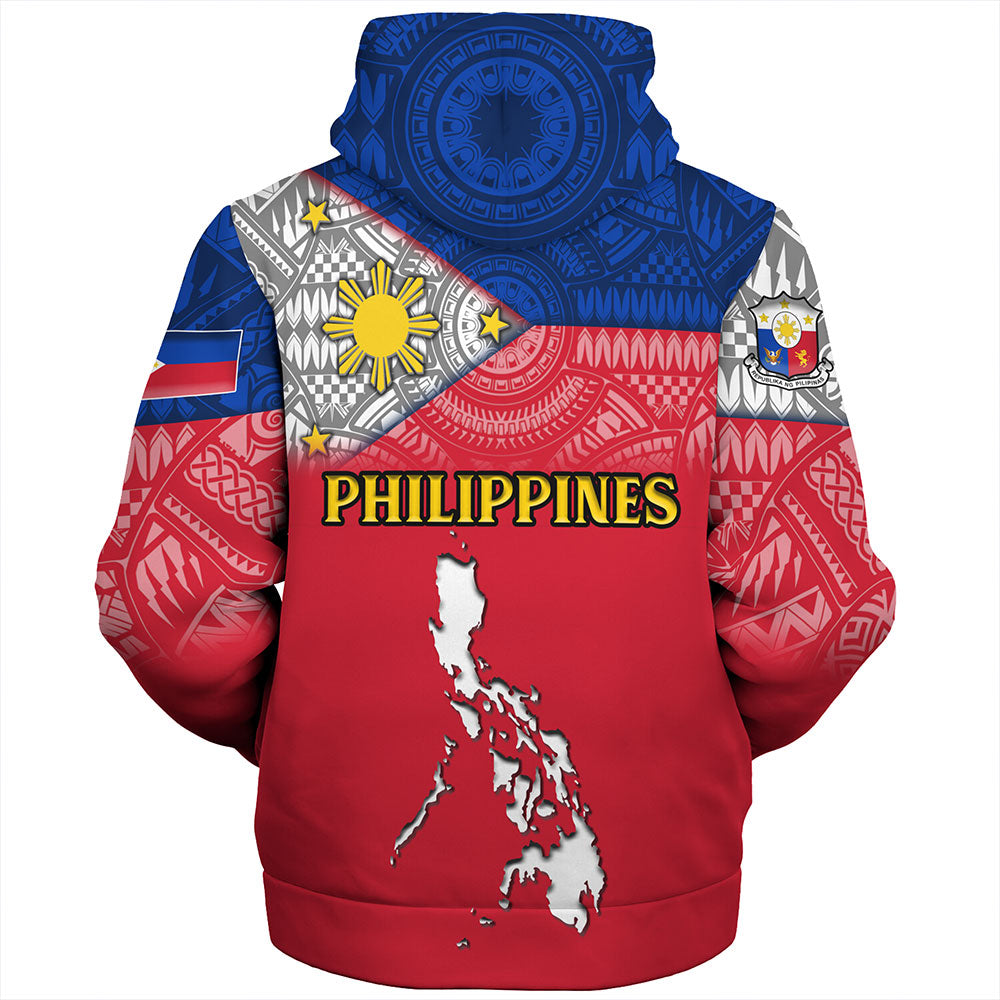 Philippines Sherpa Hoodie - Philippines Map And Flag Color Style