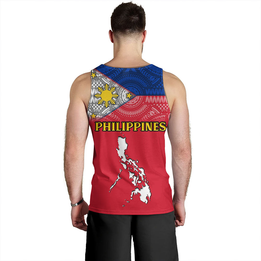 Philippines Tank Top - Philippines Map And Flag Color Style