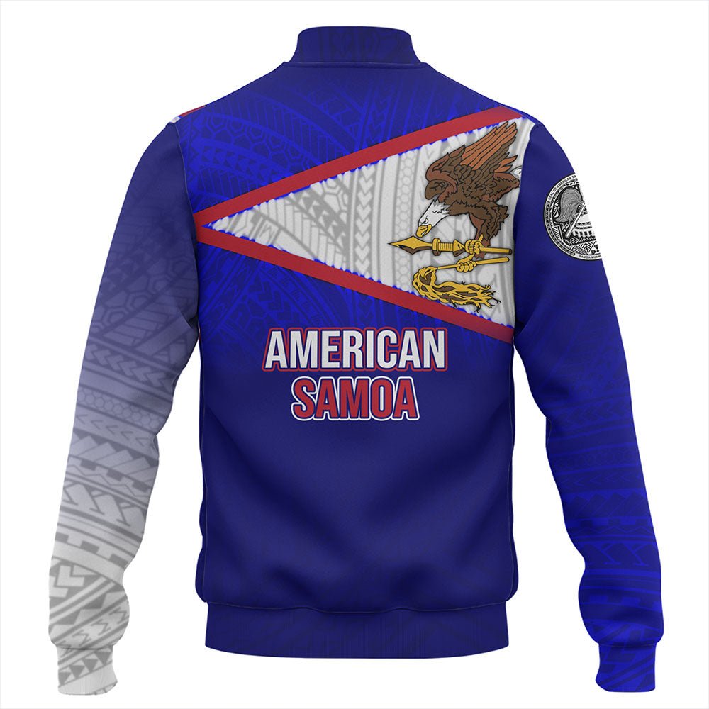 American Samoa Baseball Jacket - American Samoa Flag Color With Traditional Patterns