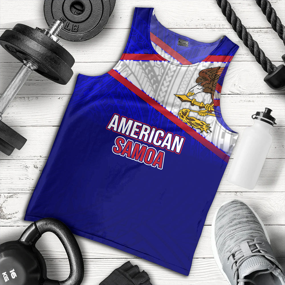 American Samoa Tank Top - American Samoa Flag Color With Traditional Patterns