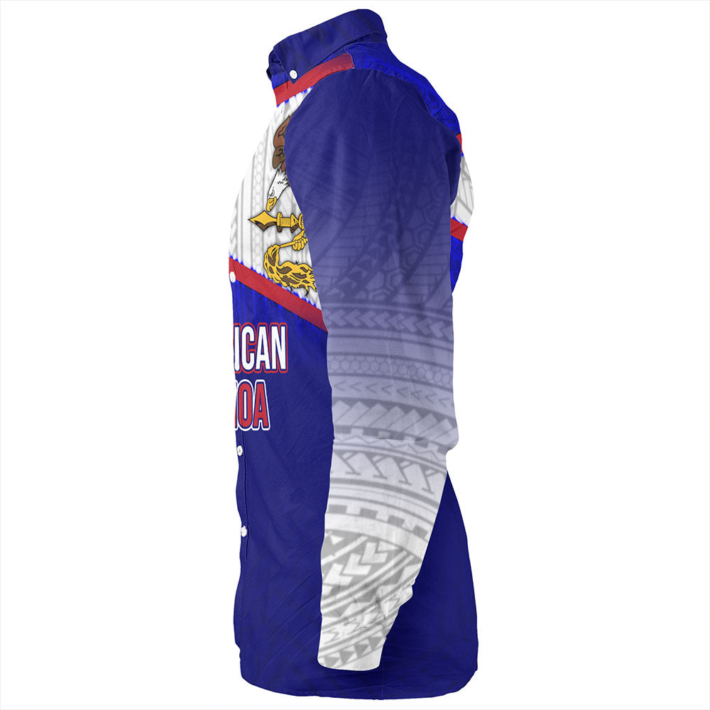 American Samoa Long Sleeve Shirt - American Samoa Flag Color With Traditional Patterns