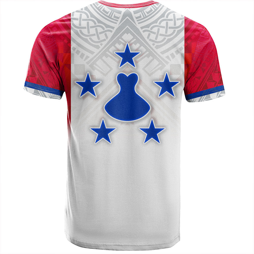 Austral Islands T-Shirt Flag Color With Traditional Patterns