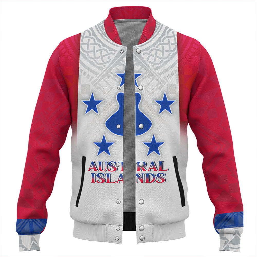 Austral Islands Baseball Jacket Flag Color With Traditional Patterns