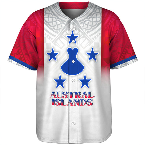 Austral Islands Baseball Shirt Flag Color With Traditional Patterns