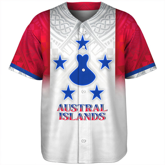Austral Islands Baseball Shirt Flag Color With Traditional Patterns