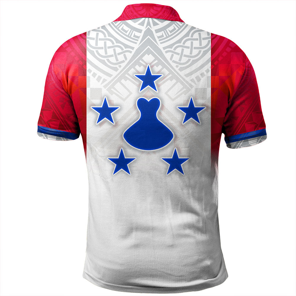 Austral Islands Polo Shirt Flag Color With Traditional Patterns