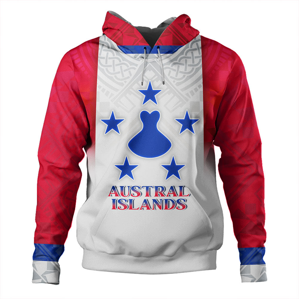 Austral Islands Hoodie Flag Color With Traditional Patterns