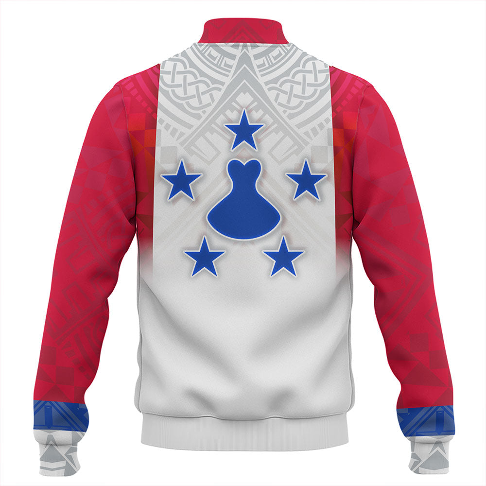Austral Islands Baseball Jacket Flag Color With Traditional Patterns