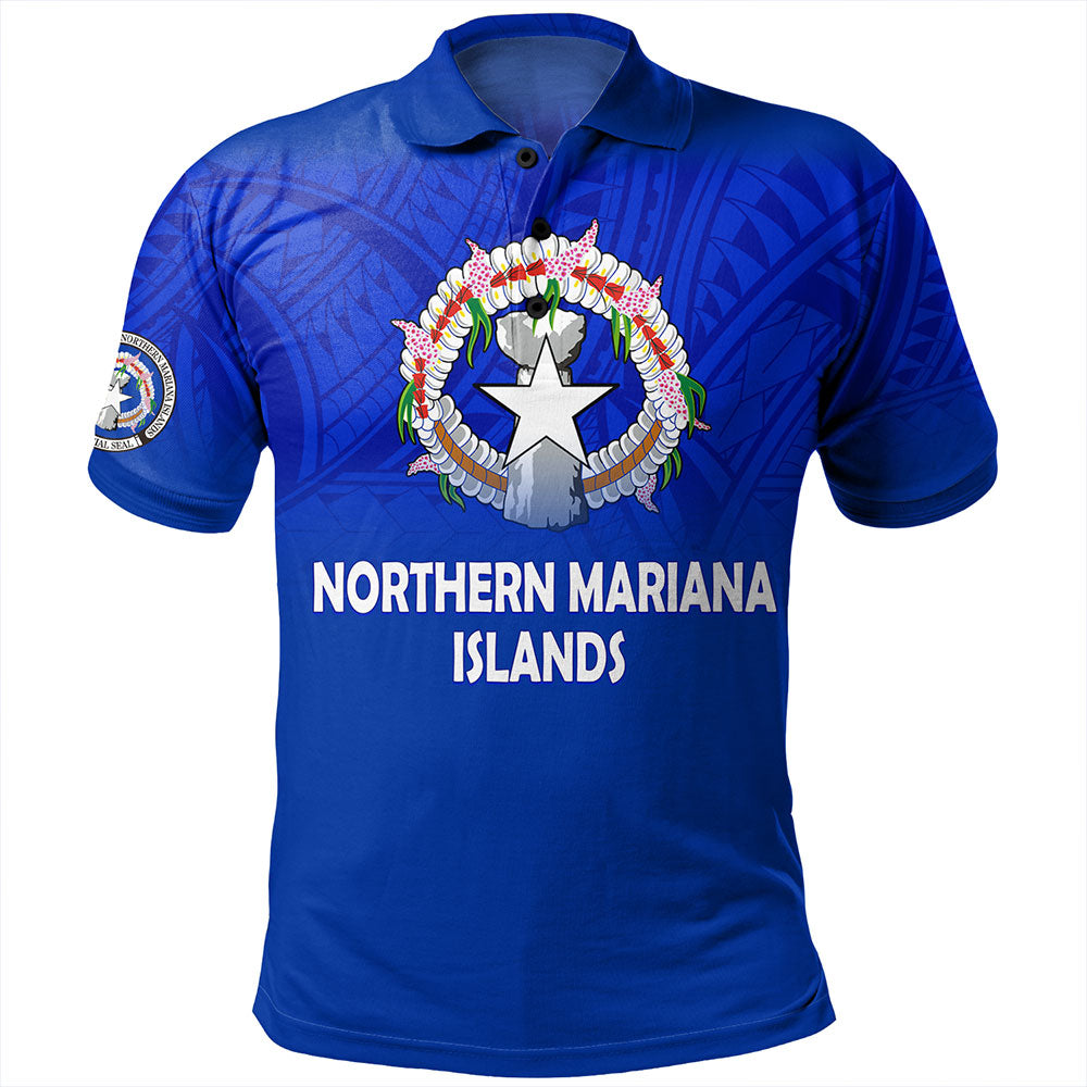 Northern Mariana Islands Polo Shirt - Flag Color With Traditional Patterns
