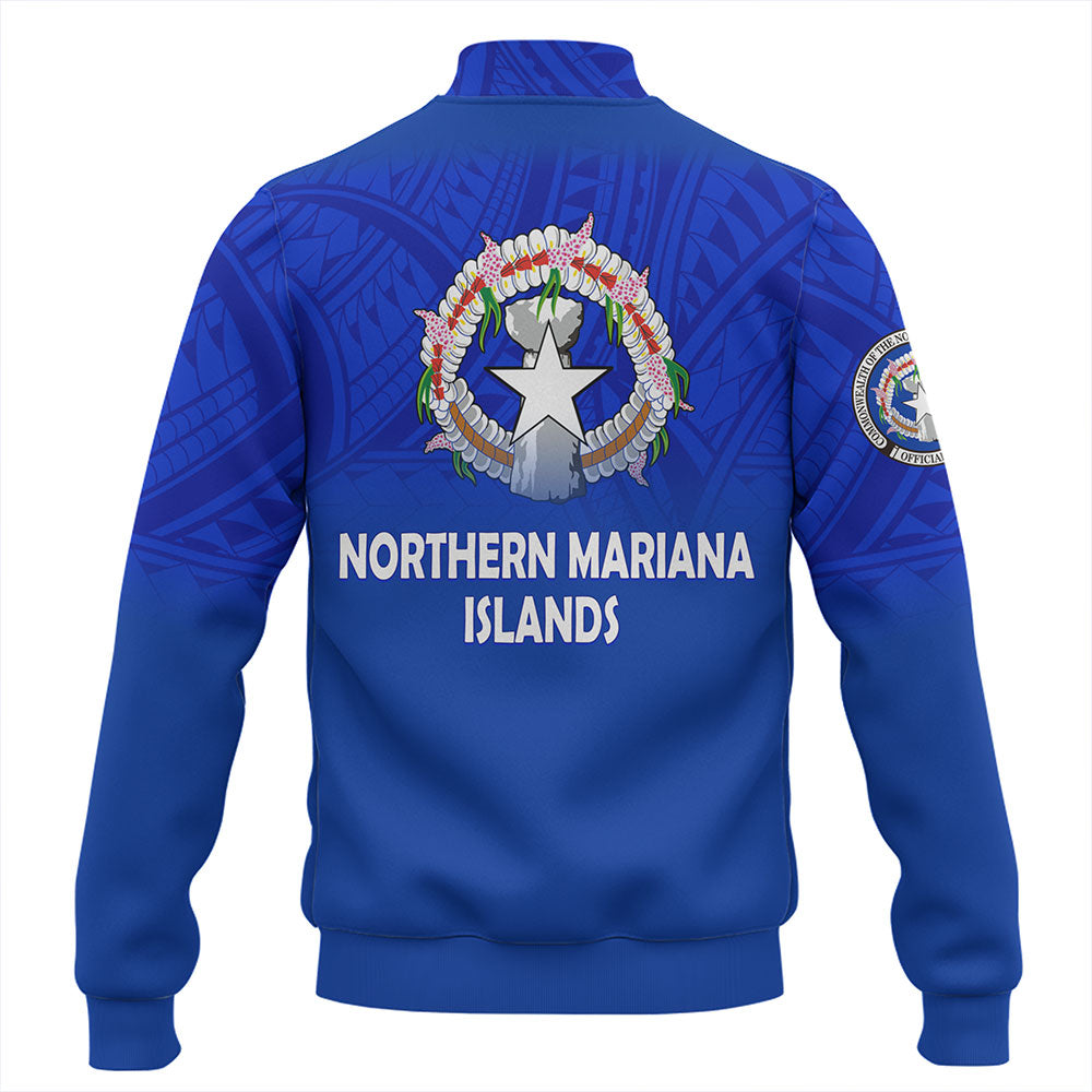 Northern Mariana Islands Baseball Jacket - Flag Color With Traditional Patterns