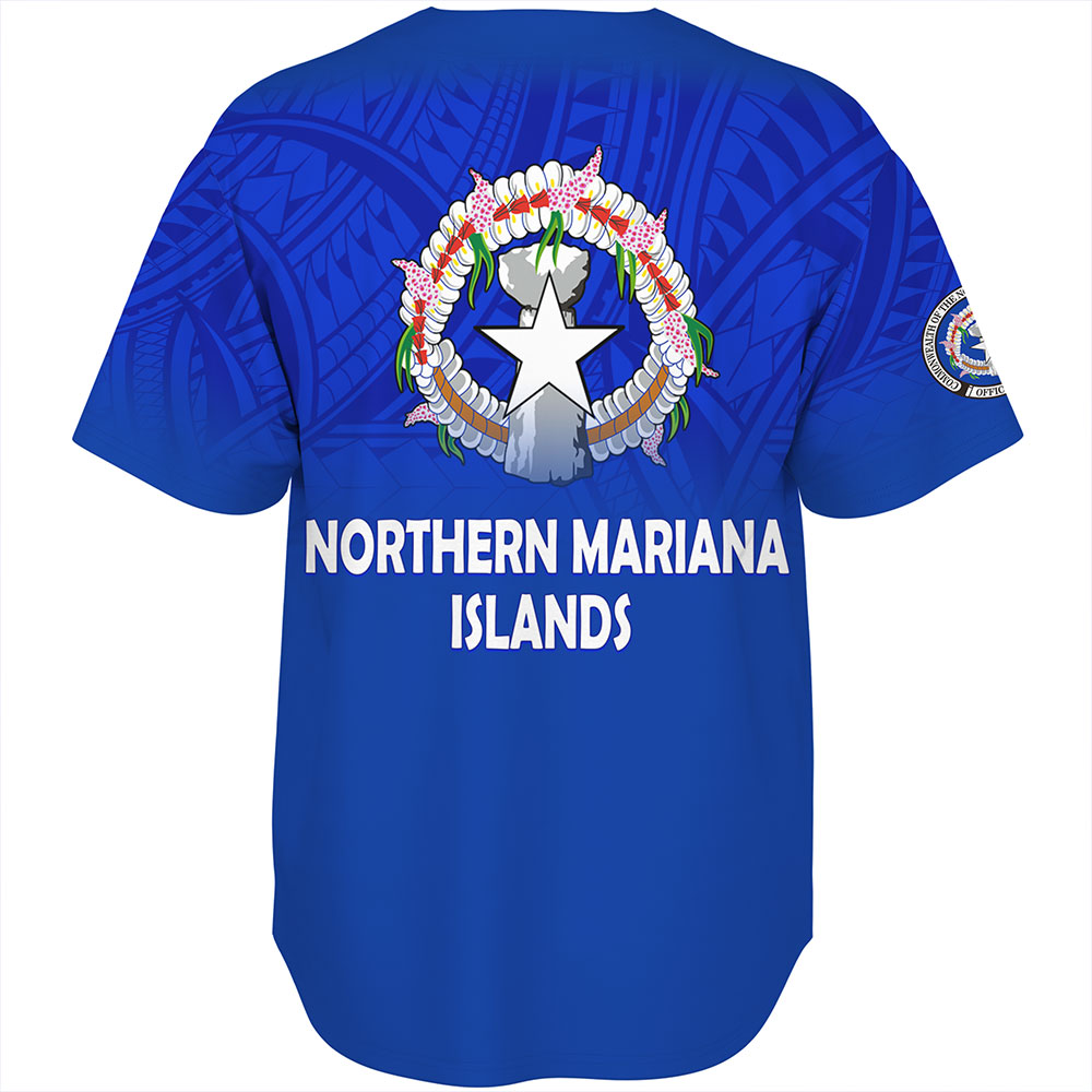 Northern Mariana Islands Baseball Shirt - Flag Color With Traditional Patterns