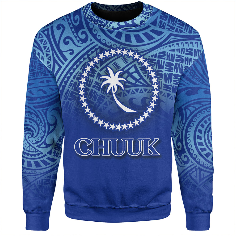 Chuuk State Sweatshirt Flag Color With Traditional Patterns
