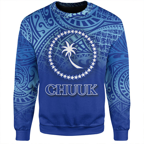 Chuuk State Sweatshirt Flag Color With Traditional Patterns